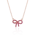 Dettaglio collana con fiocco in oro rosa e pavé di pietre preziose rosa lucide - Argento 925 (40+5cm) / Oro rosa