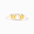 Minimalist S925 sterling silver adjustable ring featuring golden animal paw prints - Adjustable (US Size 7) / Two Colors