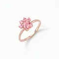Anello zampa di cane in argento 925 con gemma a cuore rosa in finitura oro rosa - Taglia US 9 / Strass Rosa (Oro Rosa)