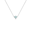 Elegant s925 sterling silver evil eye pendant necklace with blue gemstone and pavé stones - 925 Silver / 40+5cm / White Gold
