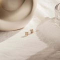 Orecchini a perno minimalisti in argento S925 dorato con zirconi chiari rettangolari - Argento 925 / Oro