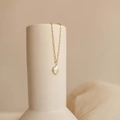 Baroque freshwater pearl pendant on golden paperclip chain necklace for women - 925 Silver / Gold