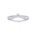 Minimalistische S925 sterling zilveren V-vormige ring met achtpuntige ster en zirkoon - US Maat 6 / Witgoud