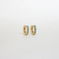 Eleganti orecchini huggie in argento s925 con perline turchesi placcati in oro lucido - Argento 925 / Oro