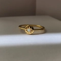 Minimalist S925 silver sunburst ring with opal stone and 18K gold plating - US Size 6 / Gold