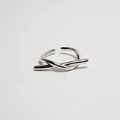 Minimalist S925 sterling silver open ring featuring an adjustable double twisted line design - Adjustable Open / White Gold
