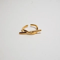 Minimalist S925 sterling silver open ring with adjustable crossed lines in gold finish - Adjustable Open / Gold