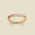 Minimalist S925 sterling silver ring with gradient pink heart-shaped gemstones - US Size 6 / Gold