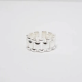 Anillo ajustable minimalista de plata de ley S925 con diseño de cadena geométrica - Ajustable (Talla EE. UU. 7) / Oro Blanco