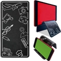 Supporto pieghevole in pelle per smartphone e tablet con eleganti motivi per il viaggio - Nero