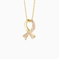 Elegante collana in argento S925 dorato con ciondolo a nastro e zaffiri rosa - Argento 925 (40+5cm) / Oro Bianco