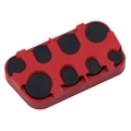 Top view of red plastic coin organizer with 8 slots showing embossed Euro denominations - Red