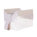 Détail du cadre rose et de la large poignée d'une trousse à maquillage en PVC - Blanc Lait