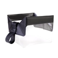 Vue détaillée d'une trousse de toilette en PVC transparent avec bordures et poignée noires - Noir