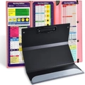 Pink trifold nursing clipboard with detailed medical reference charts and metal clip - Pink