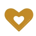 Ginger yellow heart-shaped leather bookmark with fine stitching and cutout detail - Yellow