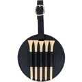 Porte-tees de golf en cuir portable avec 5 tees en bois et boucle pour sacs de golf - Support Noir Seul (Sans Tees de Golf)