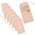 Peachpuff leather earring display set with gold studs on pink hanging cards - Single Piece / Pink