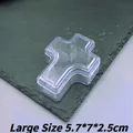 Makroaufnahme der großen kreuzförmigen Klarsichtbox aus Kunststoff, 5,7x7x2,5cm groß - Großpackung / Große Größe (5.2x7cm)