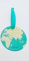 Teal circular silicone luggage tag with world map pattern and adjustable strap - Green