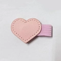 Pink heart leather magnetic bookmark with elastic pen loop holder accessory - Pink