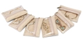 Set van 5 beige fluwelen sieradenzakjes met transparant PVC-venster en gouden rits - Set van 6