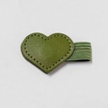 Olive green heart leather magnetic bookmark with elastic pen loop for organizers - Green