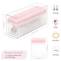 Pink acrylic jewelry box with 20 anti-oxidation PVC bags for earring and necklace storage - Storage Box + 20 Sealed Bags (White Box) / Pink