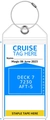 Vertical transparent PVC cruise luggage tag with blue info card and steel loop - Standard Type / 19x9cm