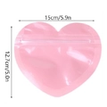 Pink heart-shaped PVC self-sealing jewelry bag 5.9x5.0 inches for gift packaging - 15cmx12.7cm / Pink Heart Shape (Large)
