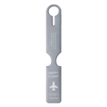 Gray flexible PVC luggage tag with airplane icon and white Happy Flight printing - Gray