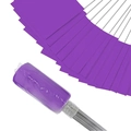 Macro detail of purple PVC marking flags with steel wire stakes and plastic film packaging - 10*12.7CM Flag + 38CM Pole / Purple