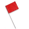 Dettaglio bandierina di segnalazione in PVC rosso con asta in filo d'acciaio nero per rilievi - Bandiera 10x12.7cm + Asta 38cm / Rosso