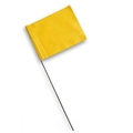 Detailaufnahme einer gelben PVC-Markierungsfahne mit einem robusten Stahldrahtstab - 10x12,7cm Fahne + 38cm Stab / Gelb