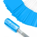 Detail of blue PVC marking flags showing bulk stacked flags and flags applied to steel wires - 10*12.7CM Flag + 38CM Pole / Blue
