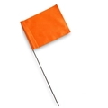 Gut sichtbare hellorangefarbene PVC-Markierungsfahne mit einem stabilen schwarzen Stahldrahtstab - 10x12,7cm Fahne + 38cm Stab / Orange