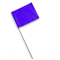 Dettaglio bandierina di segnalazione viola in PVC con asta in acciaio per agrimensura - Bandiera 10x12.7cm + Asta 38cm / Viola