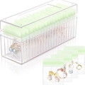 Transparent acrylic jewelry storage box with anti-oxidation light green PVC bags - Storage Box + 20 Sealed Bags (White Box) / Green