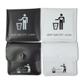 Set de ceniceros de bolsillo portátiles blanco y negro con lema Keep Our City Clean - 8*8cm / Paquete de 4 (Negro+Blanco)