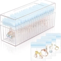 Acrylic jewelry organizer box with light blue anti-oxidation PVC storage bags - Storage Box + 20 Sealed Bags (White Box) / Blue