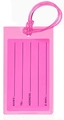 Vibrant pink PVC luggage tag with adjustable strap and personal info card fields - Pink