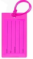 Bright pink PVC luggage tag with adjustable strap and personal contact information fields - Rose Red