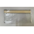 Frosted transparent PVC money envelope bag with beige trim and zipper closure - Beige