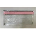 Frosted transparent PVC money bag with pink faux leather trim and zipper closure - Pink