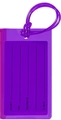 Translucent purple PVC luggage tag with integrated strap and contact info card - Individual OPP Bag / Purple