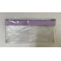 Frosted transparent envelope wallet with purple leather trim and secure zipper closure - Purple