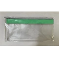 Frosted transparent money bag with zipper and green decorative trim in packaging - Green