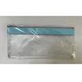 Frosted transparent money envelope with a light blue zipper trim in clear packaging - Sky Blue