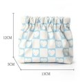 Mini pochette portatile a scacchi blu con cuori e chiusura a molla impermeabile - Cuore Blu / 13cmx12cmx5cm