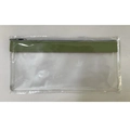 Transparent PVC money bag envelope with olive green faux leather trim and zipper closure - Dark Green